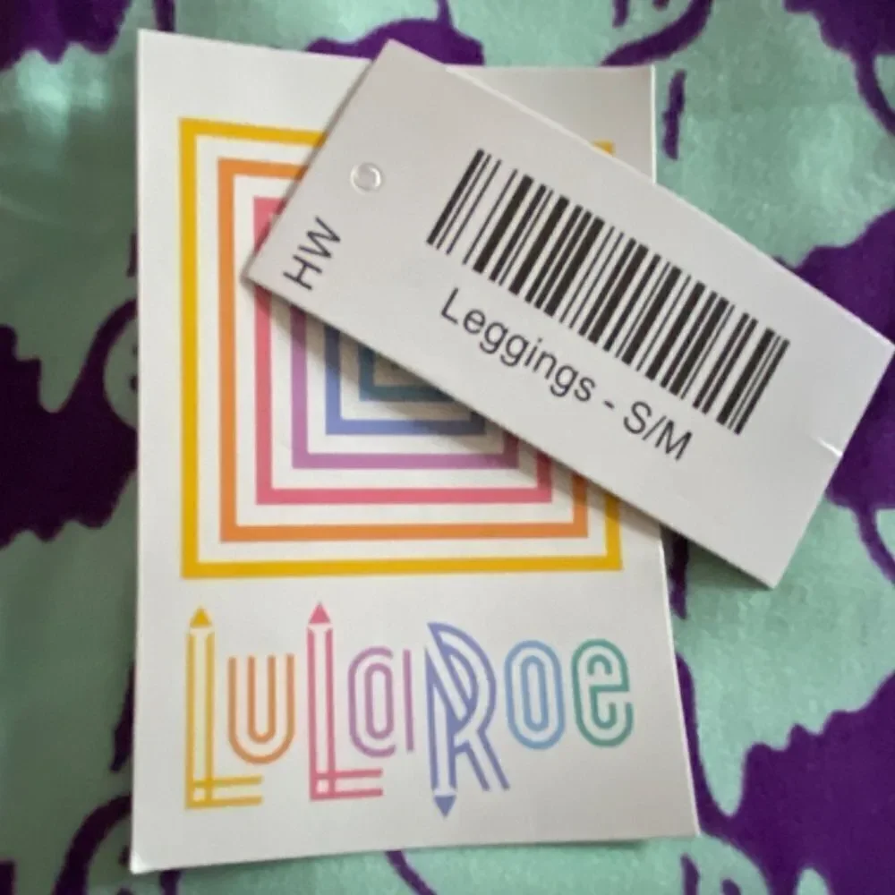 0713 LulaRoe Kids Leggings S/M Ghosts Print Purple and Blue New